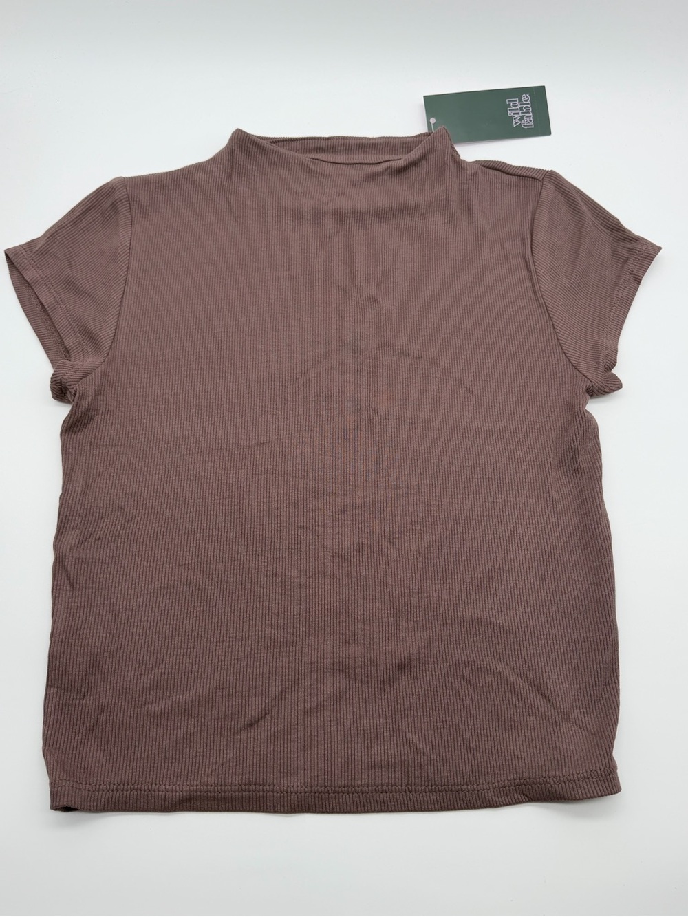 Wild Fable Ribbed Mock Neck Short Sleeve Top Size XS